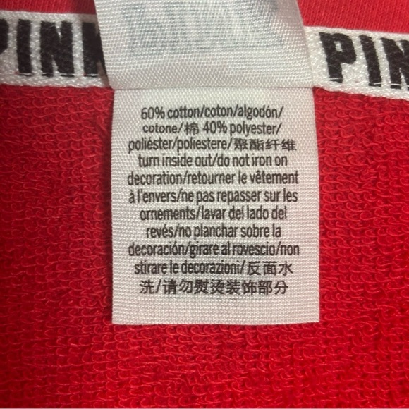 Victoria's Secret Pink Y2K 1/4 Zip Sweatshirt Top-Red-Women Size Medium - Picture 5 of 6